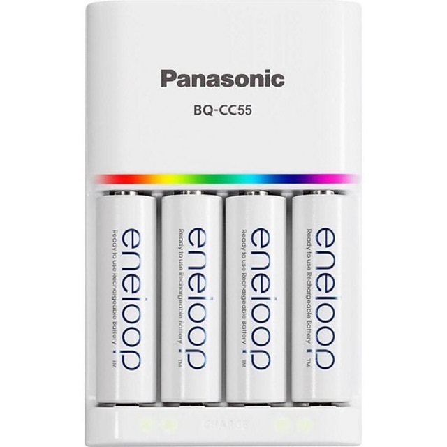 Bộ Sạc Nhanh Tự Ngắt Eneloop Panasonic BQ-CC55 Kèm 4 Pin Sạc AA 2.000 mAh