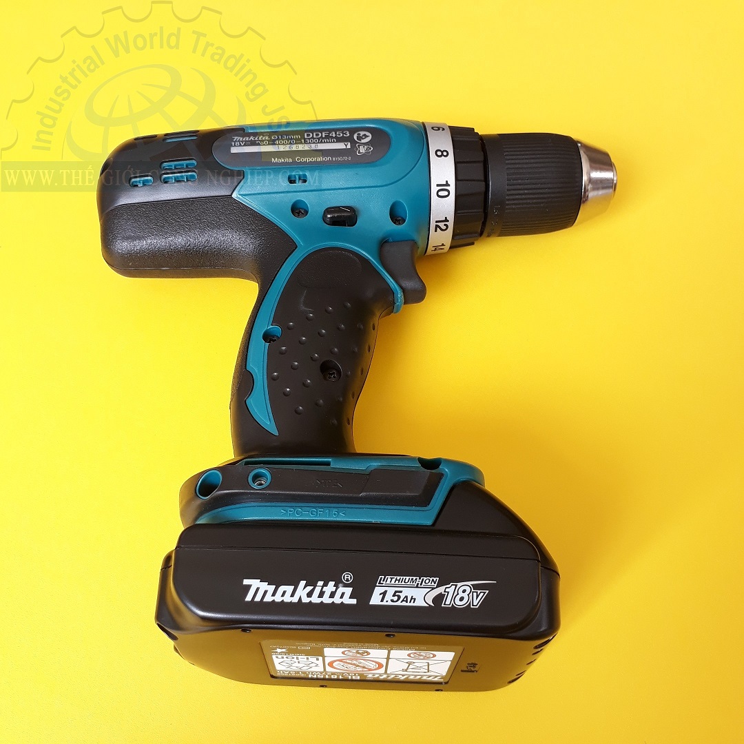 Máy khoan búa, vặn vít dùng pin 18V Makita DDF453SYE