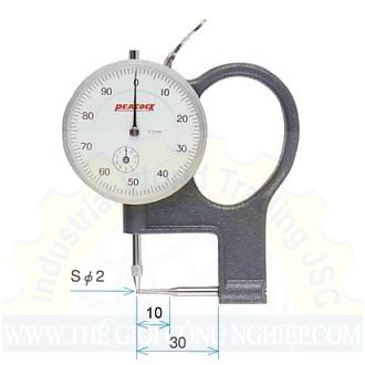 Đồng hồ đo độ dày ống, Peacock P-1dải đo 0-10mm, vạch chia 0.01mm