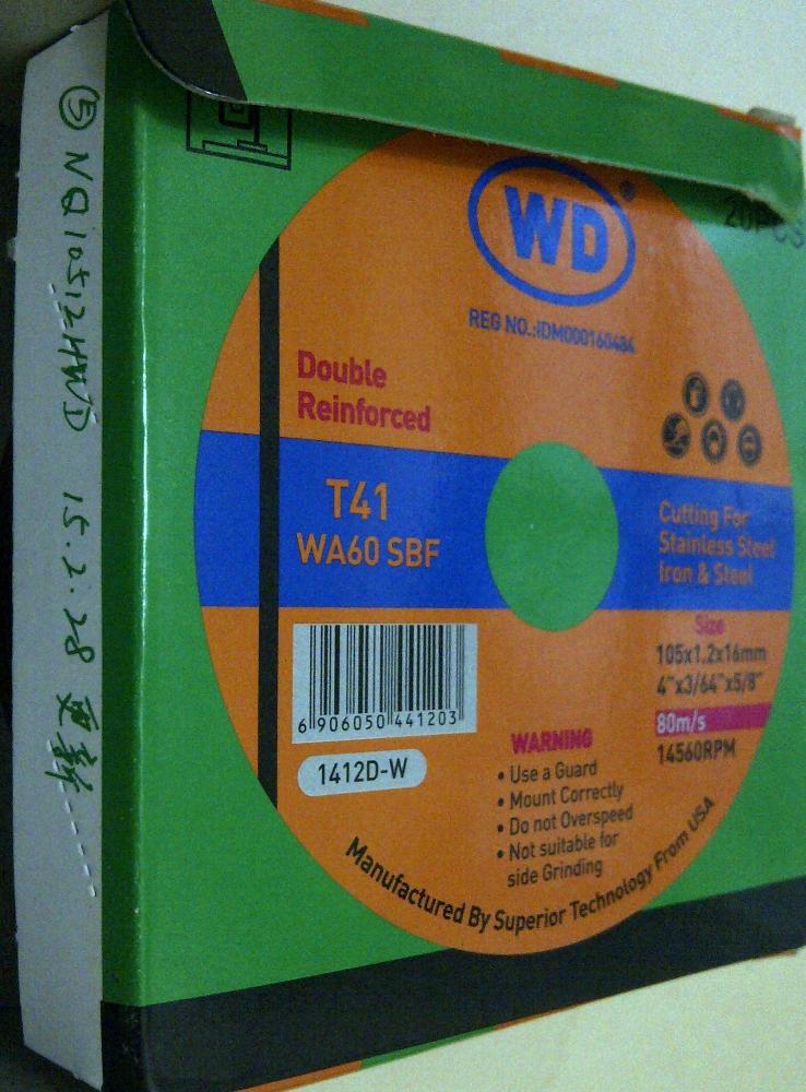 Đá cắt WD T41 WA60SBF 1412D-W, 105x1.2x16mm