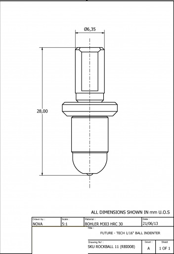 Đầu đo bi 1/16'' Future- Tech RBI008, dùng cho máy đo độ cứng Rockwell của Future- Tech