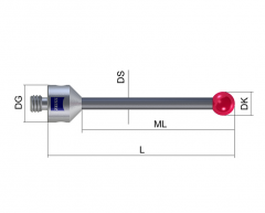 Đầu đo dùng cho máy đo 3 chiều Zeiss 626113-0050-020, đường kính 0.5mm, dài 20mm