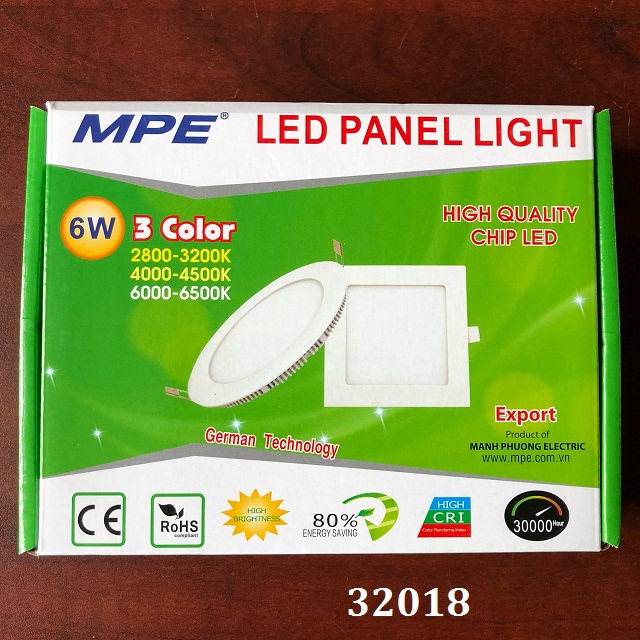 Đèn led tròn âm trần 6W MPE RPL-6/3C, 3 chế độ màu, kích thước  Ø120mm×25mm, lỗ đục Ø105mm 