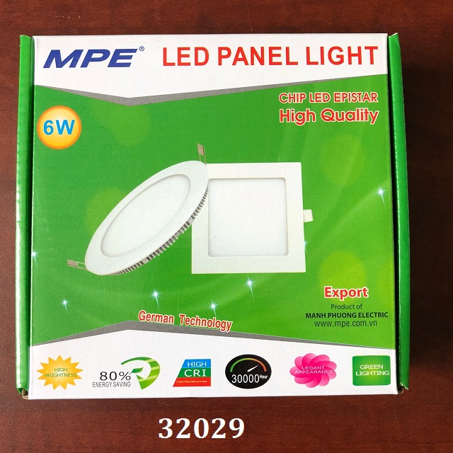 Đèn led panel âm trần vuông 6w MPE SPL-6T, ánh sáng trắng, kích thước 120 x 120 x 25 mm, đóng góp 1 cái/hộp, 60 cái/thùng