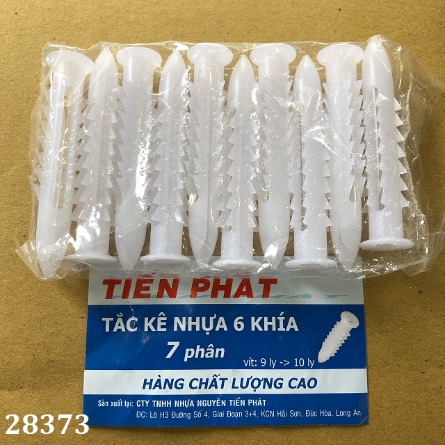 Tắc kê nhựa Tiến Phát 6 khía 7 phân dùng vít 9-10 ly, túi 100 con 