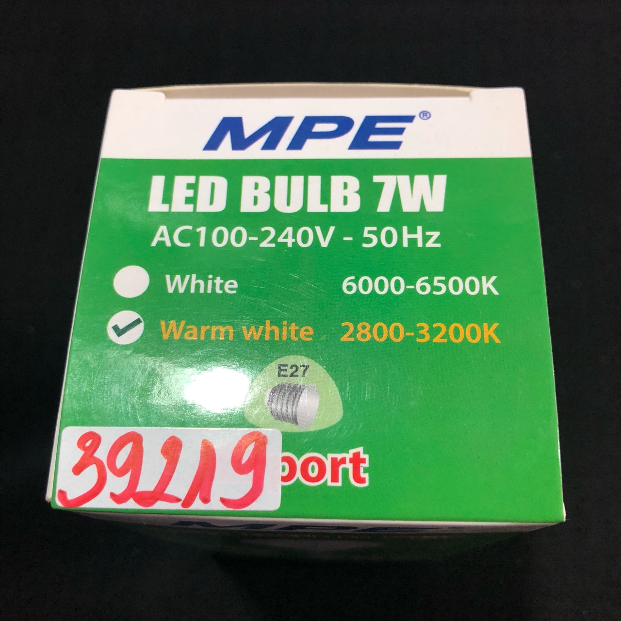 Đèn led bulb 7w ánh sáng vàng, kích thước φ60mm x 110mm MPE LBL-7V