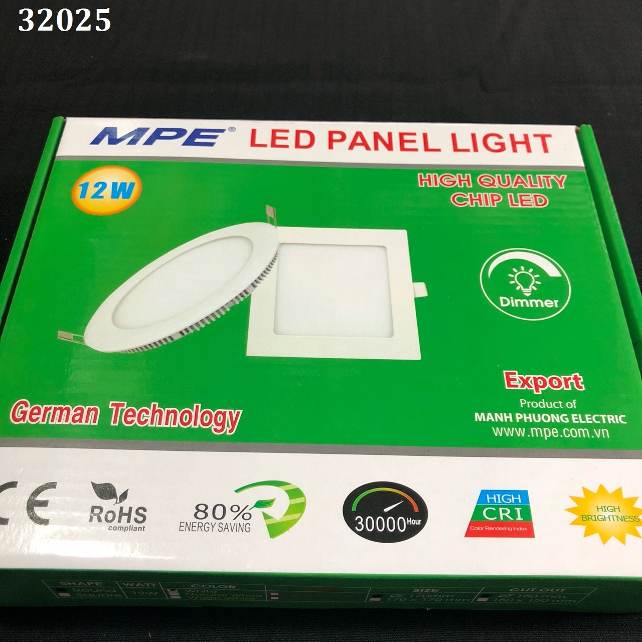 Đèn Led panel 12W MPE RPL-12T ánh sáng trắng, loại tròn âm trần