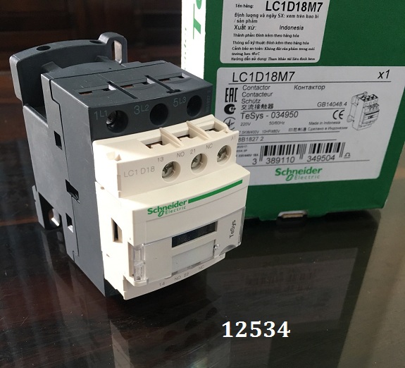 Khởi động từ Contactor 3 pha SCHNEIDER LC1D18M7 18A 7.5kW 1NO+1NC Coil 220VAC