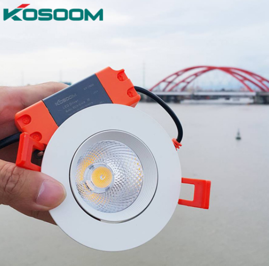 Đèn LED âm trần mắt trâu chip COB 12W, kích thước Ø106×68mm, lỗ khoét trần Ø90-95 mm, Kosoom KSTH14112W (ÁNH SÁNG TRẮNG)