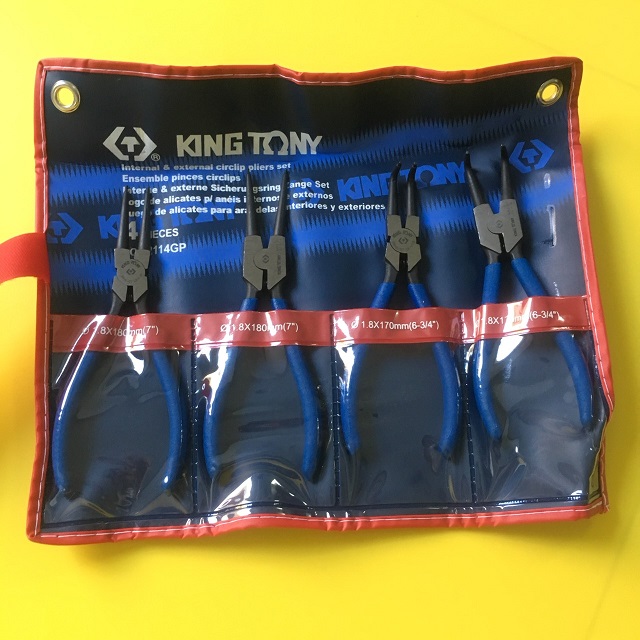 Bộ kìm mở phe 4 cái KINGTONY 42114GP, mở phe trong và phe ngoài, kích thước dài 6-3/4''