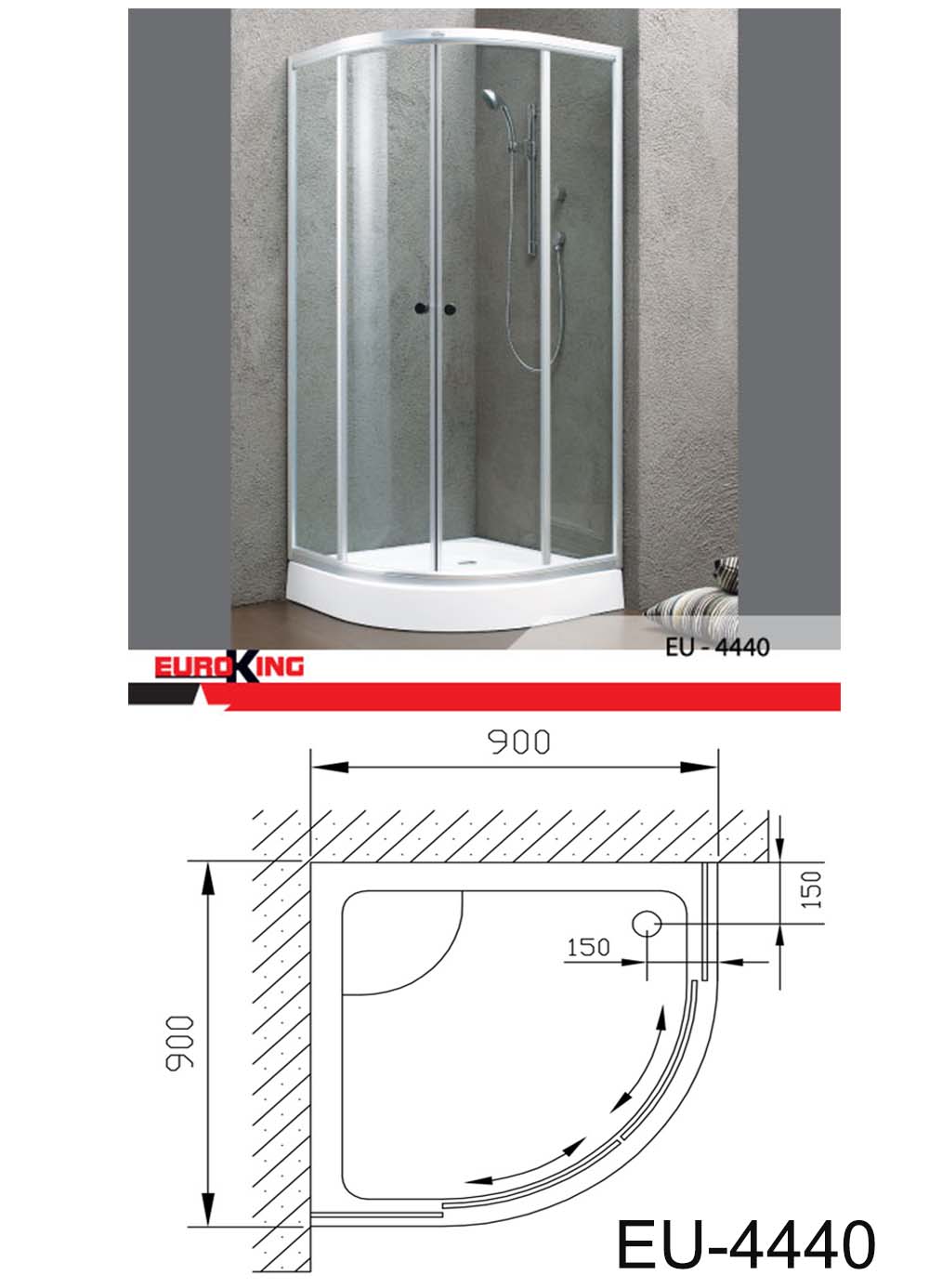 Phòng tắm vách kính 900x900x1960mm