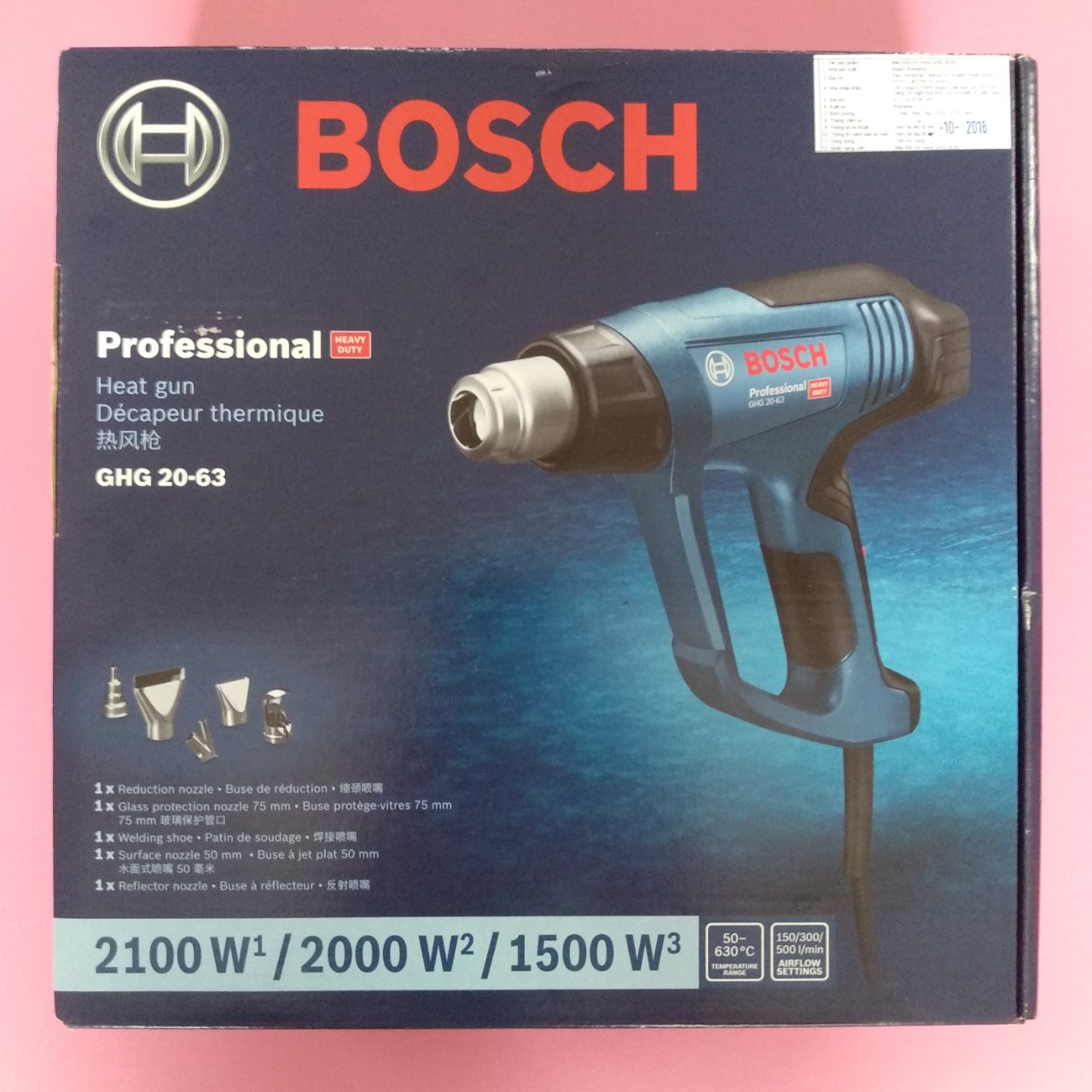 Súng thổi hơi nóng BOSCH GHG 630 DCE, 2000W