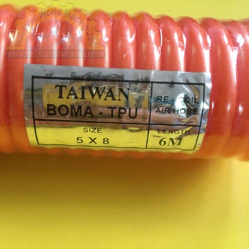 Dây hơi xoắn PU màu cam BOMA-TPU, đường kính 5 x 8mm,  chiều dài 6m