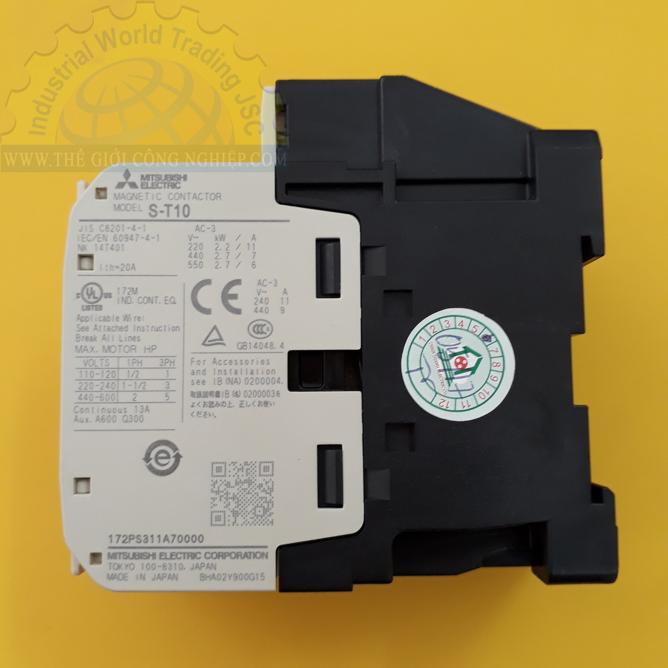 Khởi động từ Contactor 3 pha MITSUBISHI S‐T10 9A 4kW 1NO Coil 220V