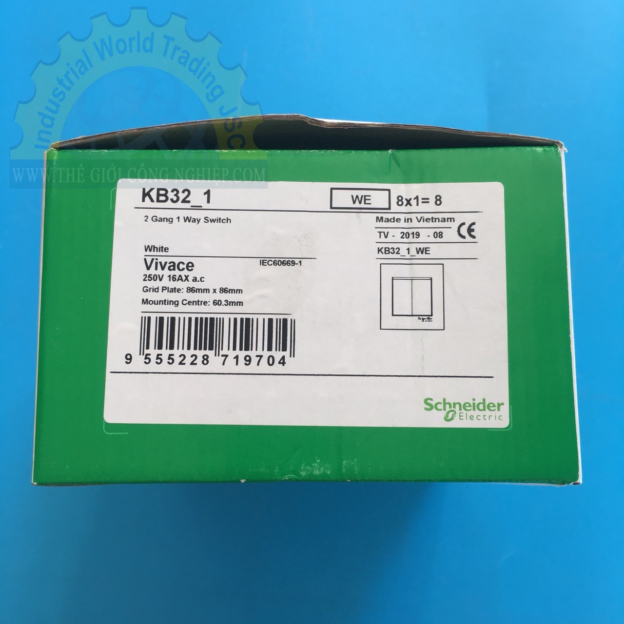 Công tắc đôi 1 chiều 16A Schneider-Electric KB32/1