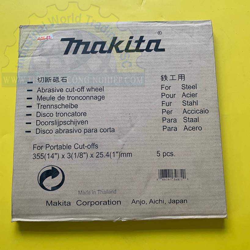 Đá cắt kim loại 355mm Makita B-10730, kích thước 355x3x25.4mm