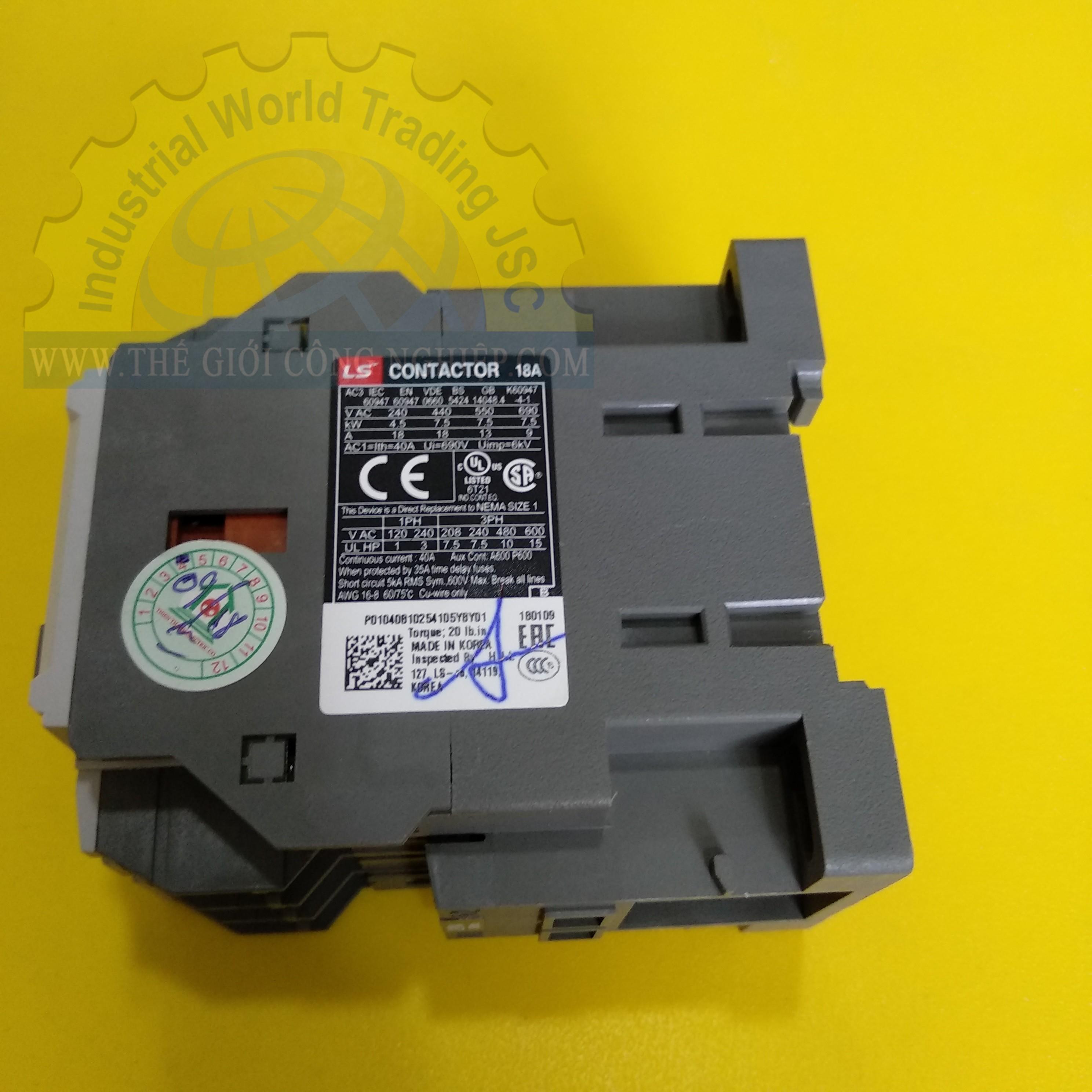 Khởi động từ Contactor 3 pha LS MC-18b 18A 7.5kW 1NO+1NC Coil 220V