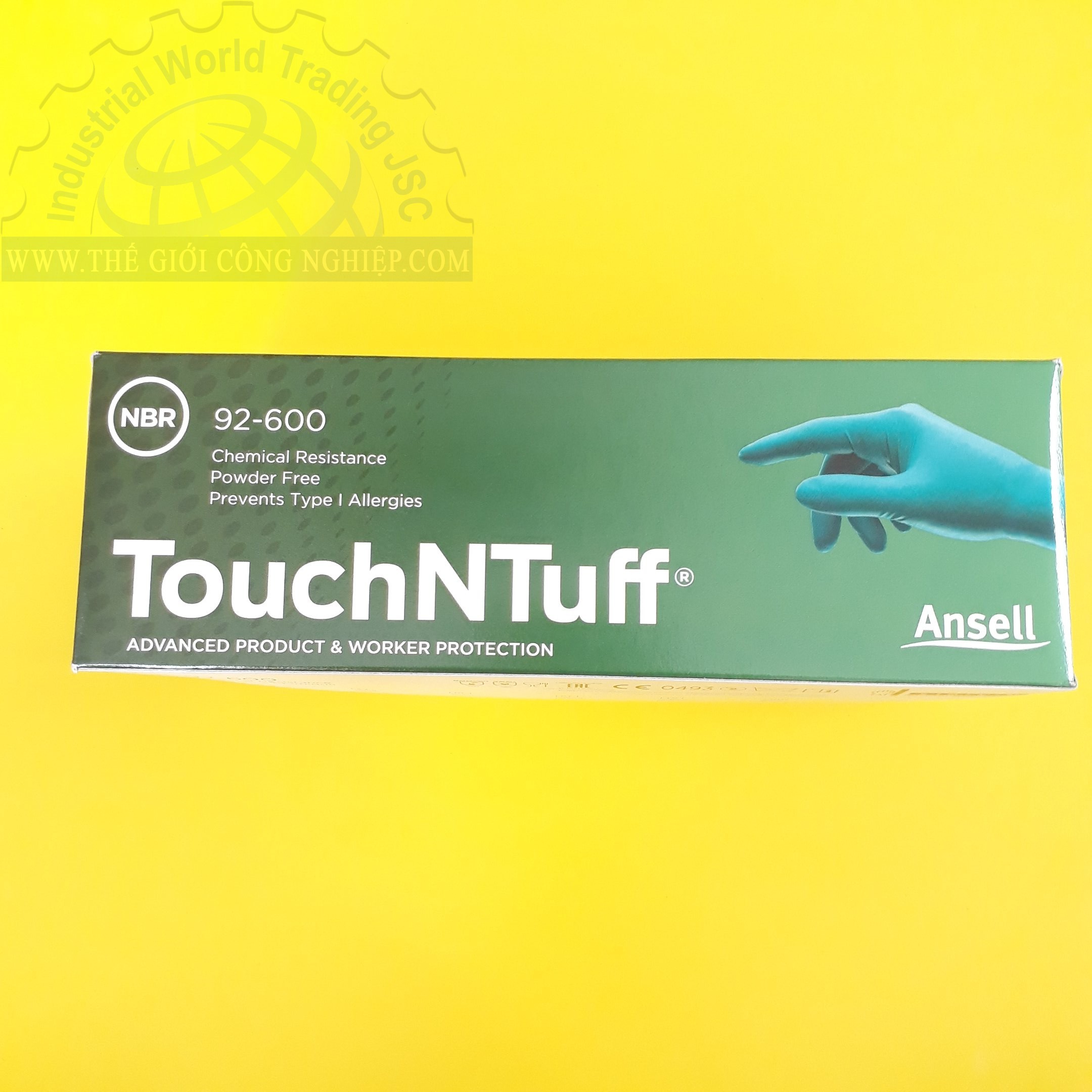 Găng tay bảo hộ Nitrile dùng 1 lần chống hóa chất Ansell TouchNTuff® 92-670 (Xanh da trời) Size M