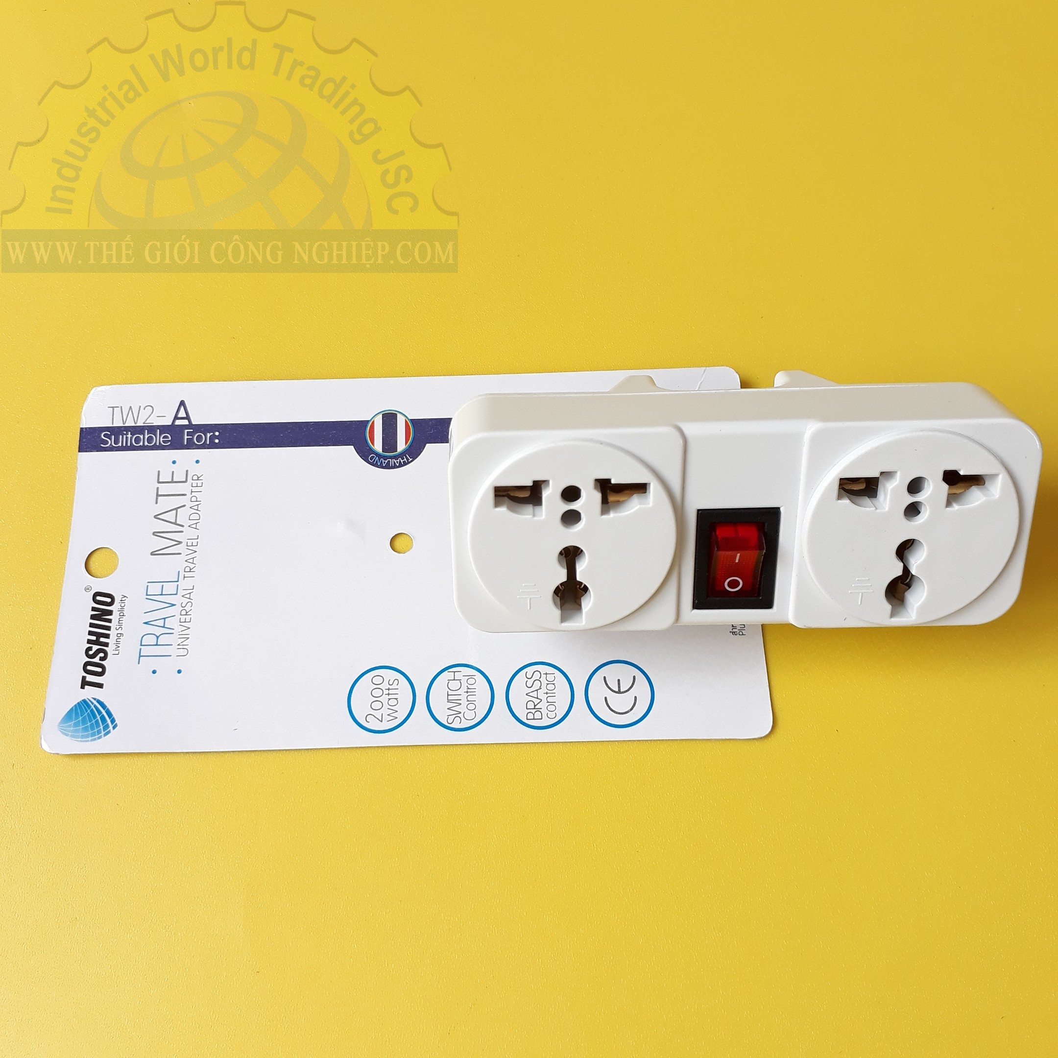 Ổ cắm ba chấu 2 ổ 1 công tắc 250V, 10A