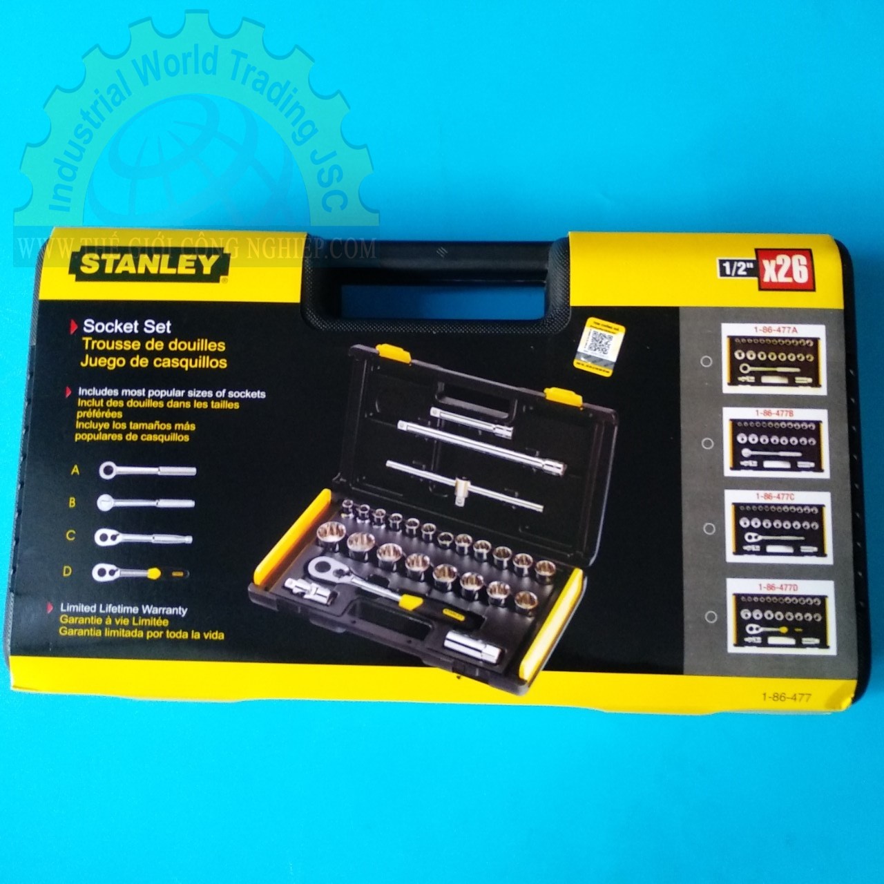 Đầu tuýp bộ 1/2" 12PT MET 27 chi tiết Stanley 86-477