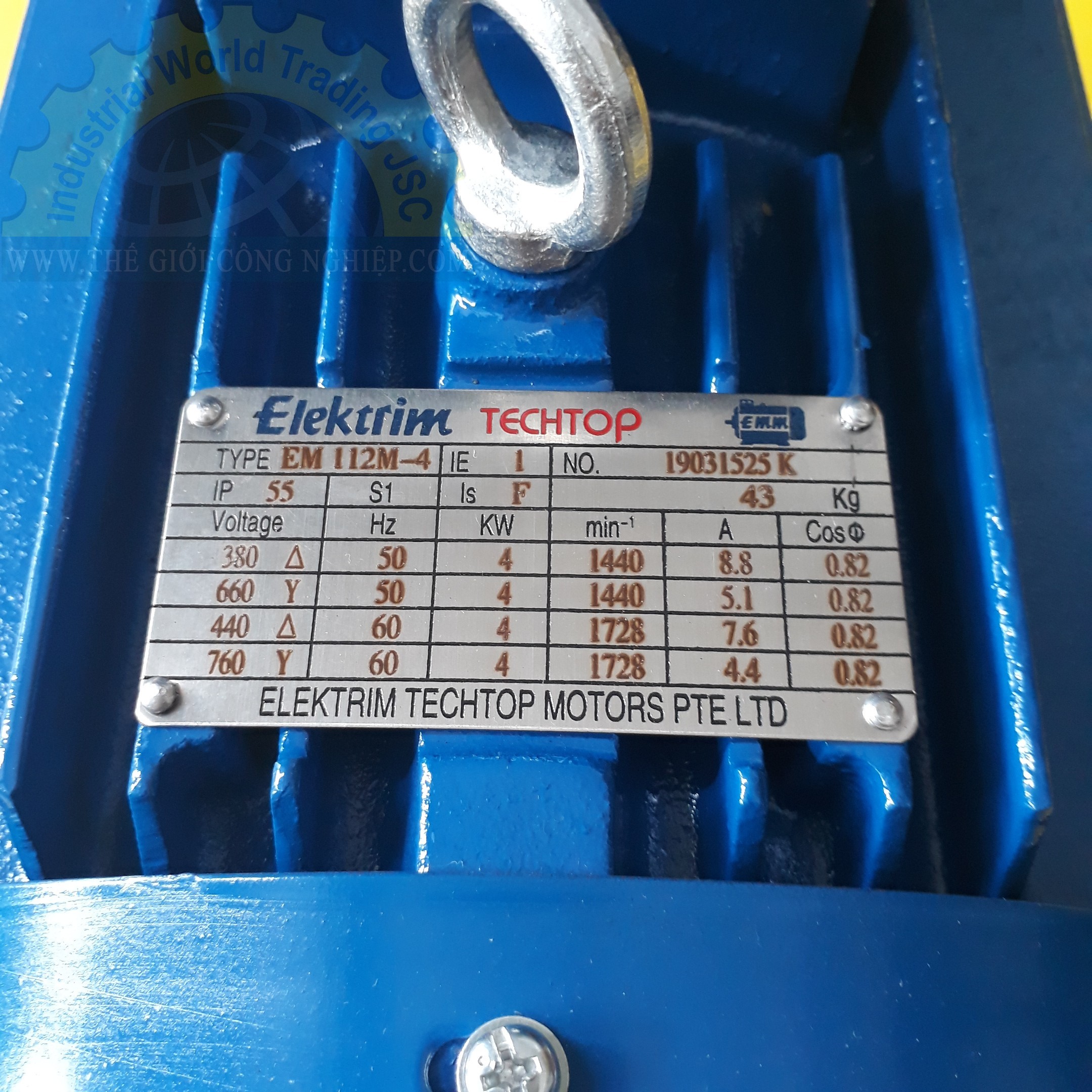 Động cơ điện motor 3 pha ELEKTRIM EM 112M-4, kích thước 405 x 292 x 231 mm