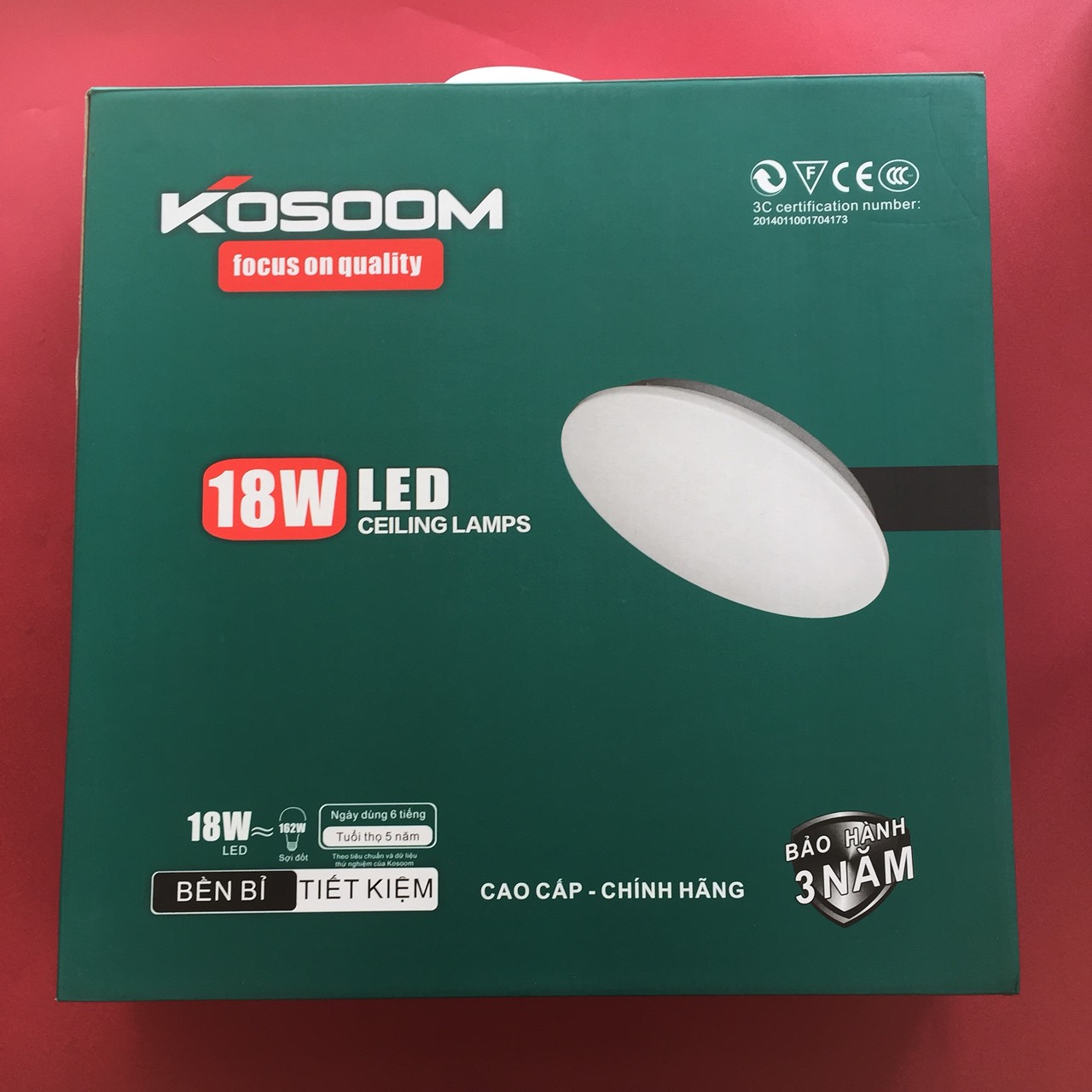 Đèn led ốp trần nổi 18W Kosoom OP-KS-FQ-18 loại tròn, ánh sáng trắng, kích thước Ø330 x 63mm