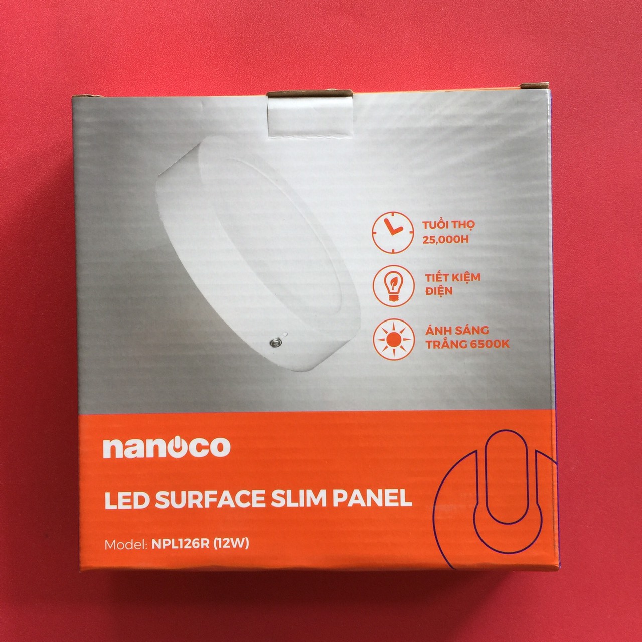 Đèn led panel ốp trần nổi nanoco NPL126R, 12w, 220v, φ164/ h30, ánh sáng trắng