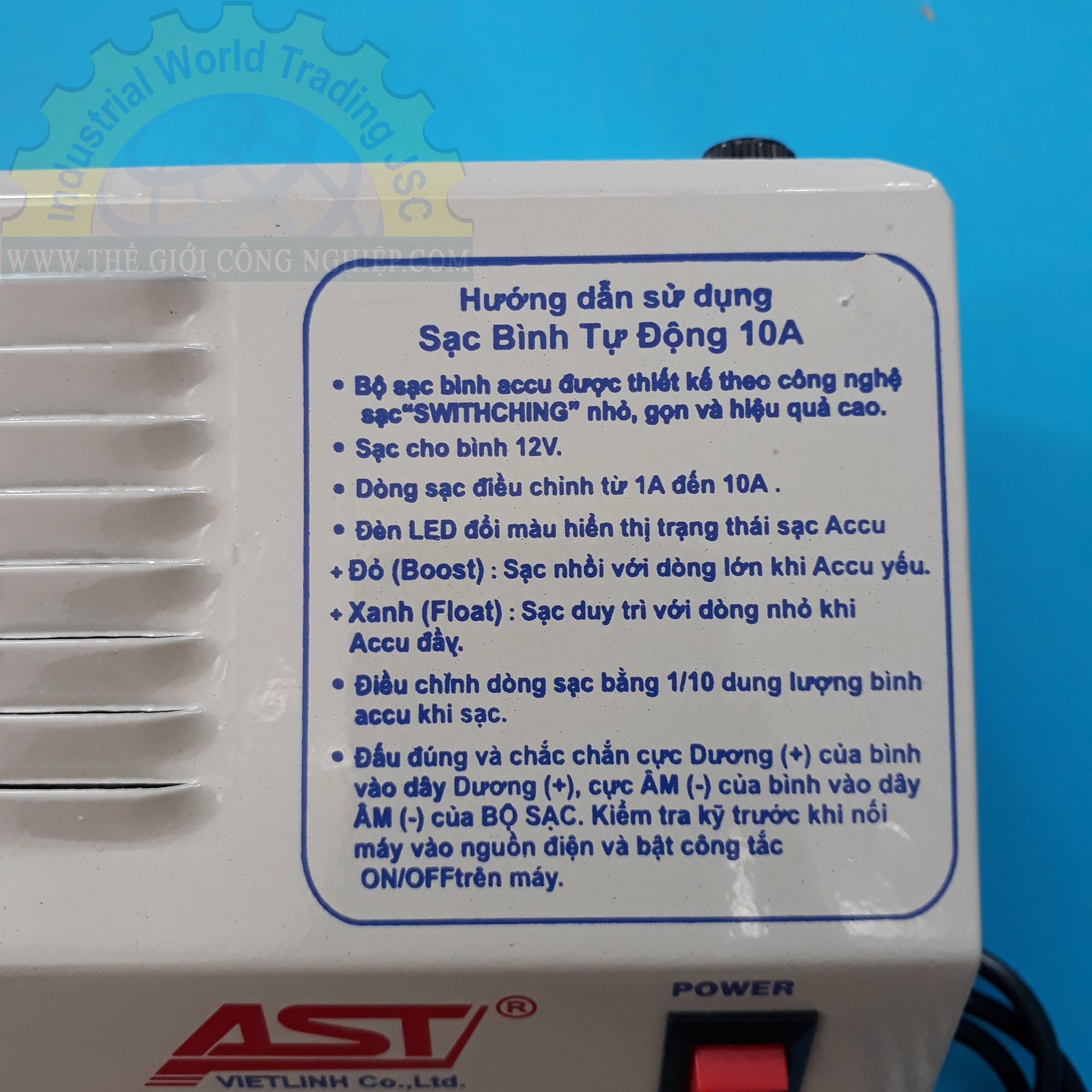 Sạc ắc quy tự động AST SWC10, 10A-12V , điện áp vào 190 - 245 VA, 50Hz