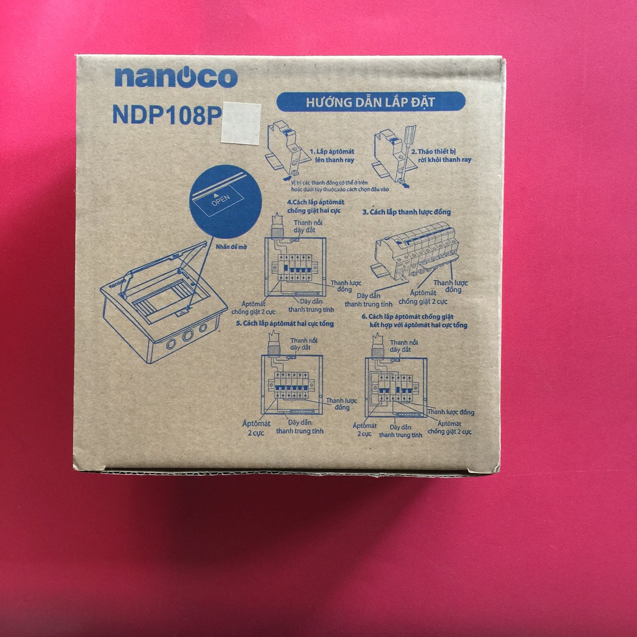 Tủ điện Nanoco NDP108P, mặt nhựa, đế nhựa, chứa 4-8 modules, 200x200x65