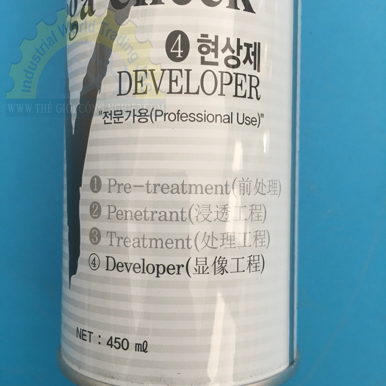 Hóa chất hiện hình vết nứt mối hàn nabakem Megacheck Developer, 450ml - 20 chai/thùng