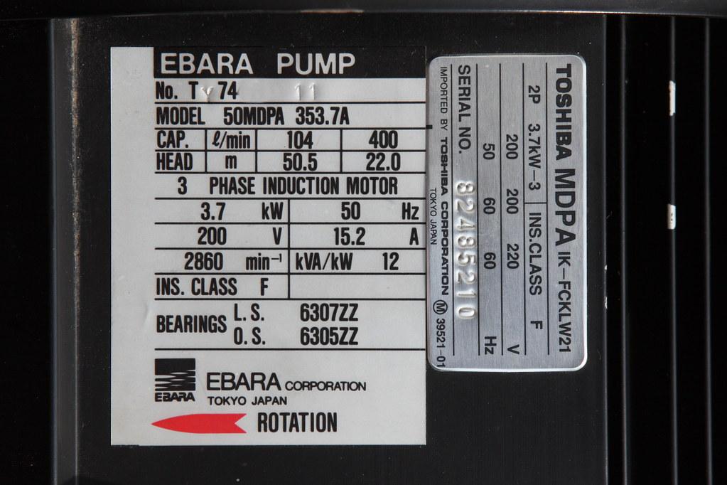 Bơm EBARA 80LPD, 5.5kW / Đầu bơm TOSHIBA FDA MOTOR IKK-FCKLW21