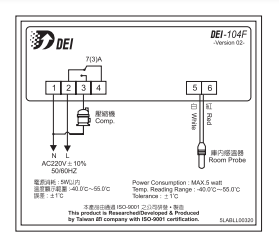 Bộ điều khiển nhiệt độ và cảm biến nhiệt độ DEI -104F (version 02)