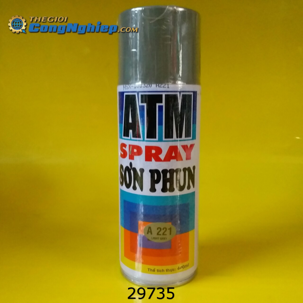 Sơn xịt ATM SPRAY A221 màu xám sáng 400ml (Light grey), 12 chai/ 1 thùng