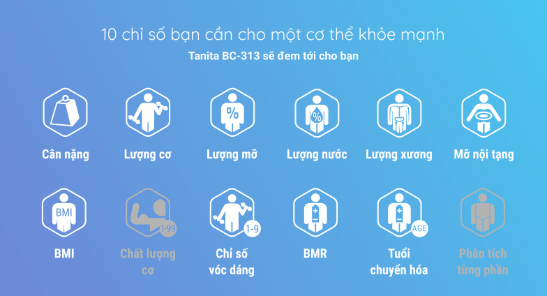 Cân sức khỏe và phân tích cơ thể Tanita BC-313, màu Trắng, tải trọng tối đa 150kg