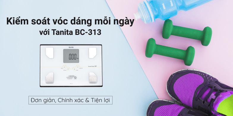 Cân sức khỏe và phân tích cơ thể Tanita BC-313, màu Trắng, tải trọng tối đa 150kg