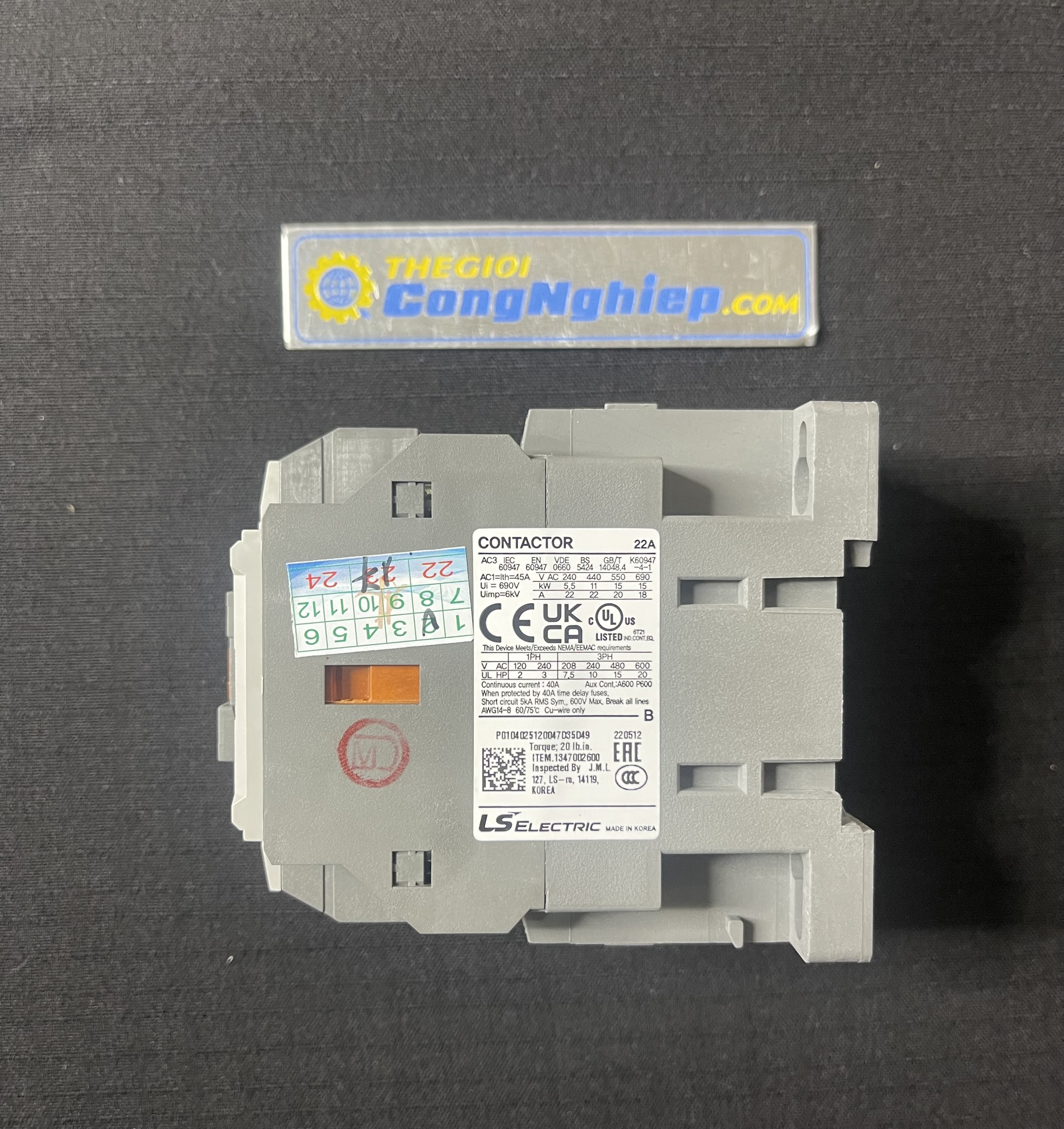 Khởi động từ 3 pha LS MC-22b 380V 22A 11kW 1NC+1NO