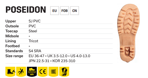 Ủng bảo hộ POSEIDON size 40 màu trắng JoggerSafety