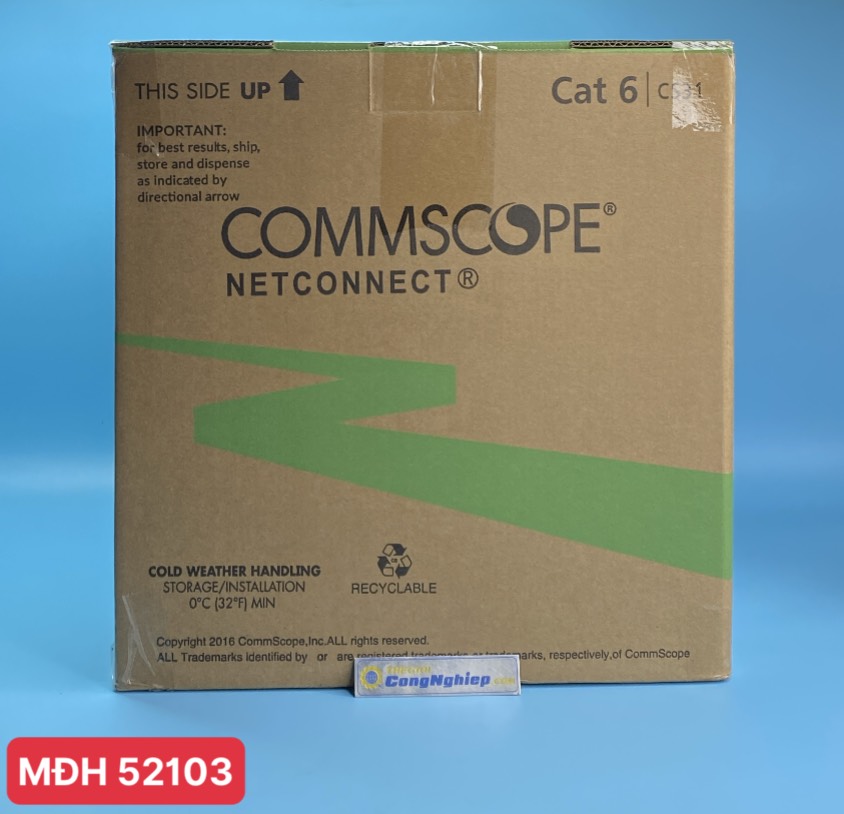 Cáp mạng Cat6 23 AWG, Commscope 1427254-6, UTP 4 đôi băng thông 600MHz màu xanh dương, 1 cuộn 305m