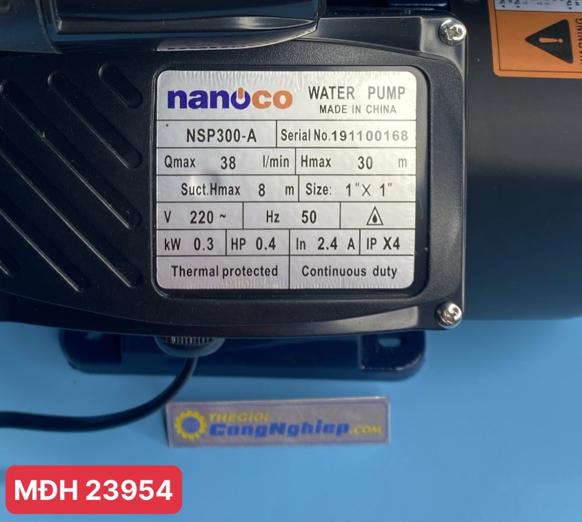 Máy bơm nước nóng tăng áp điện tử Nanoco NSP300-A, 220V/50Hz 300W 