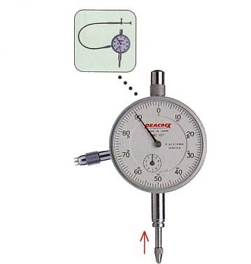 Đồng hồ so chân gập peacock 107F-RE dải đo 0-10mm, độ phân giải 0.01mm.