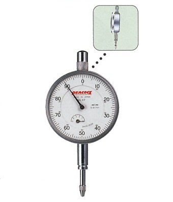Đồng hồ so chân thẳng peacock 57F, dải đo 0-5mm, độ phân giải 0.01mm.