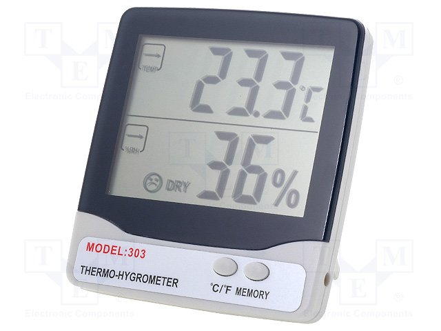Nhiệt ẩm kế dải đo nhiệt độ -20 ... 50 ° C, dải đo độ ẩm 10 ... 95% RH