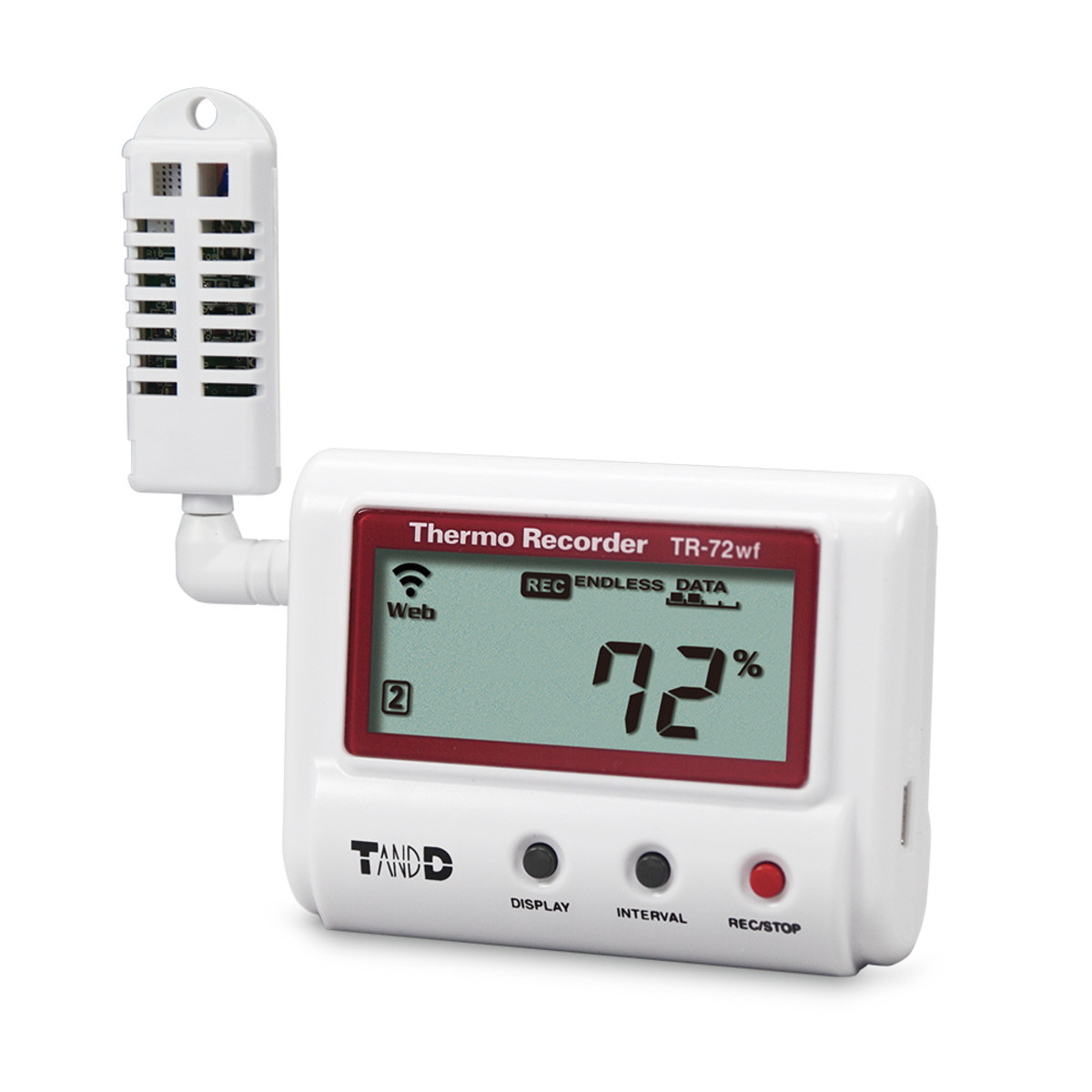 Nhiệt ẩm kế tự ghi dải Tandd TR-72wf-S, đo nhiệt độ -25 - 70°C, dải đo độ ẩm 0 - 99%RH 