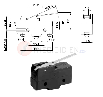 Công tắc hành trình SUNGHO SHZM-L502A, 250VAC, 10A