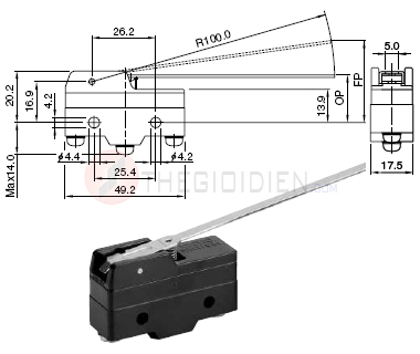 Công tắc hành trình SUNGHO SHZM-L502D, 250VAC, 10A