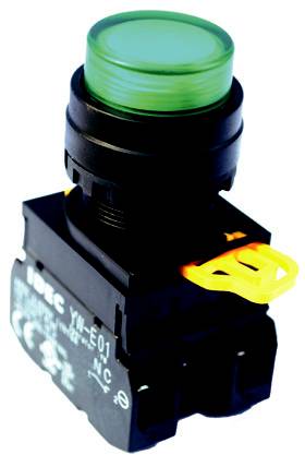  Nút nhấn đèn loại phẳng IDEC YW1L-MF2E11Q4G, 24VDC, 1NC_1NO, màu xanh 