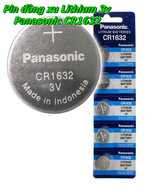 Pin cúc áo lithium 3V Panasonic CR1632, (1 vỉ/5 viên)