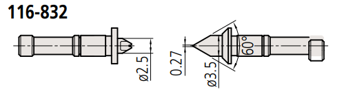 Đầu thay thế cho panme đo ren Mitutoyo 116-832