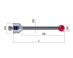 Đầu đo dùng cho máy đo 3 chiều Zeiss 626113-0150-030, đường kính 1.5mm, dài 30mm