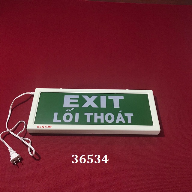  Đèn exit thoát hiểm 2 mặt Kentom KT-620, kích thước ( 39.7 * 18.4 * 3cm)